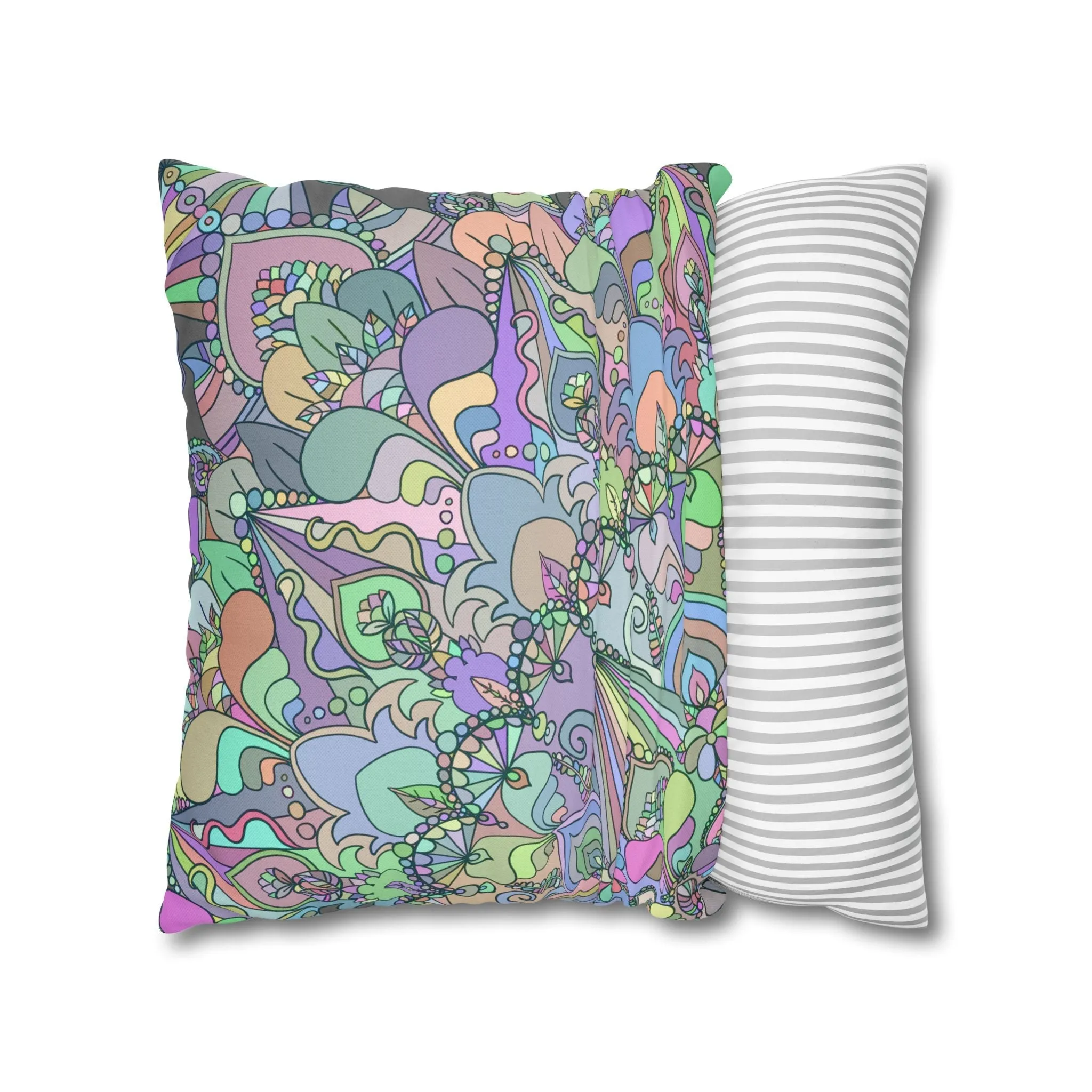 Handmade Mandala Design Pillowcase - Pastel Colors