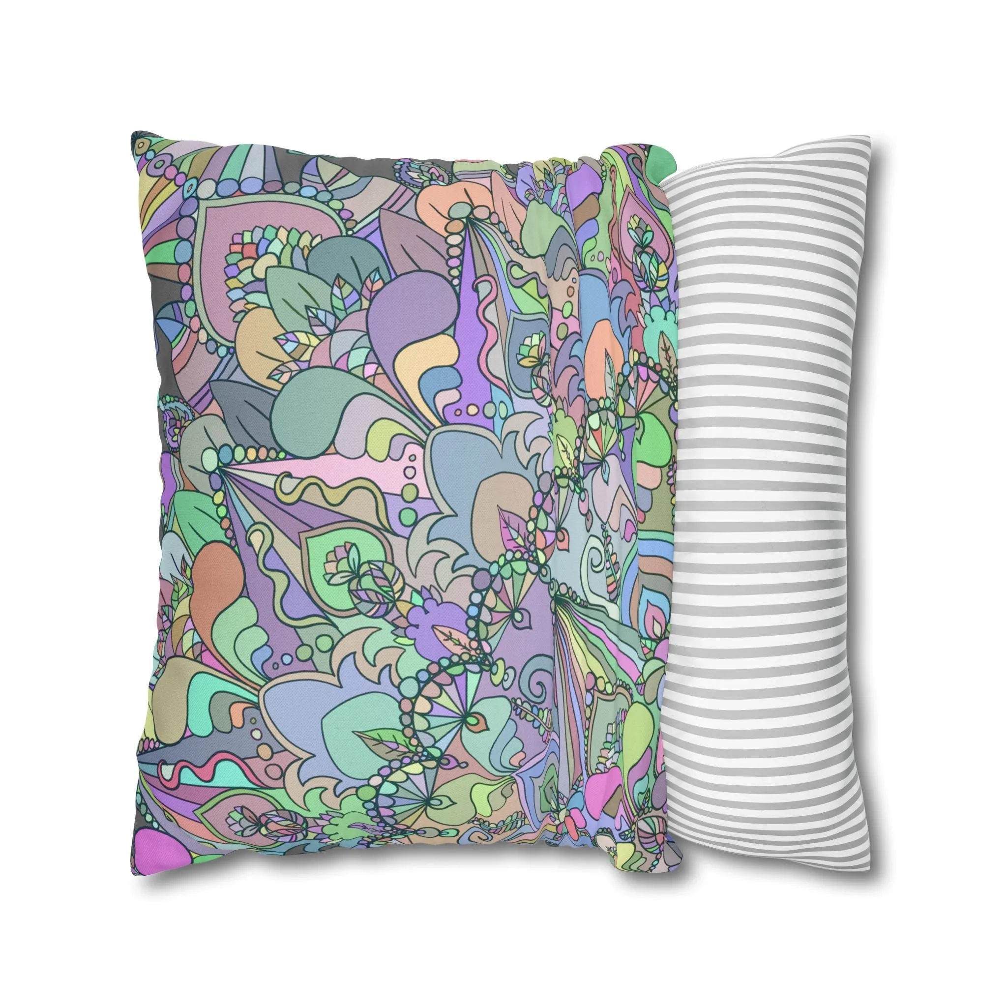 Handmade Mandala Design Pillowcase - Pastel Colors