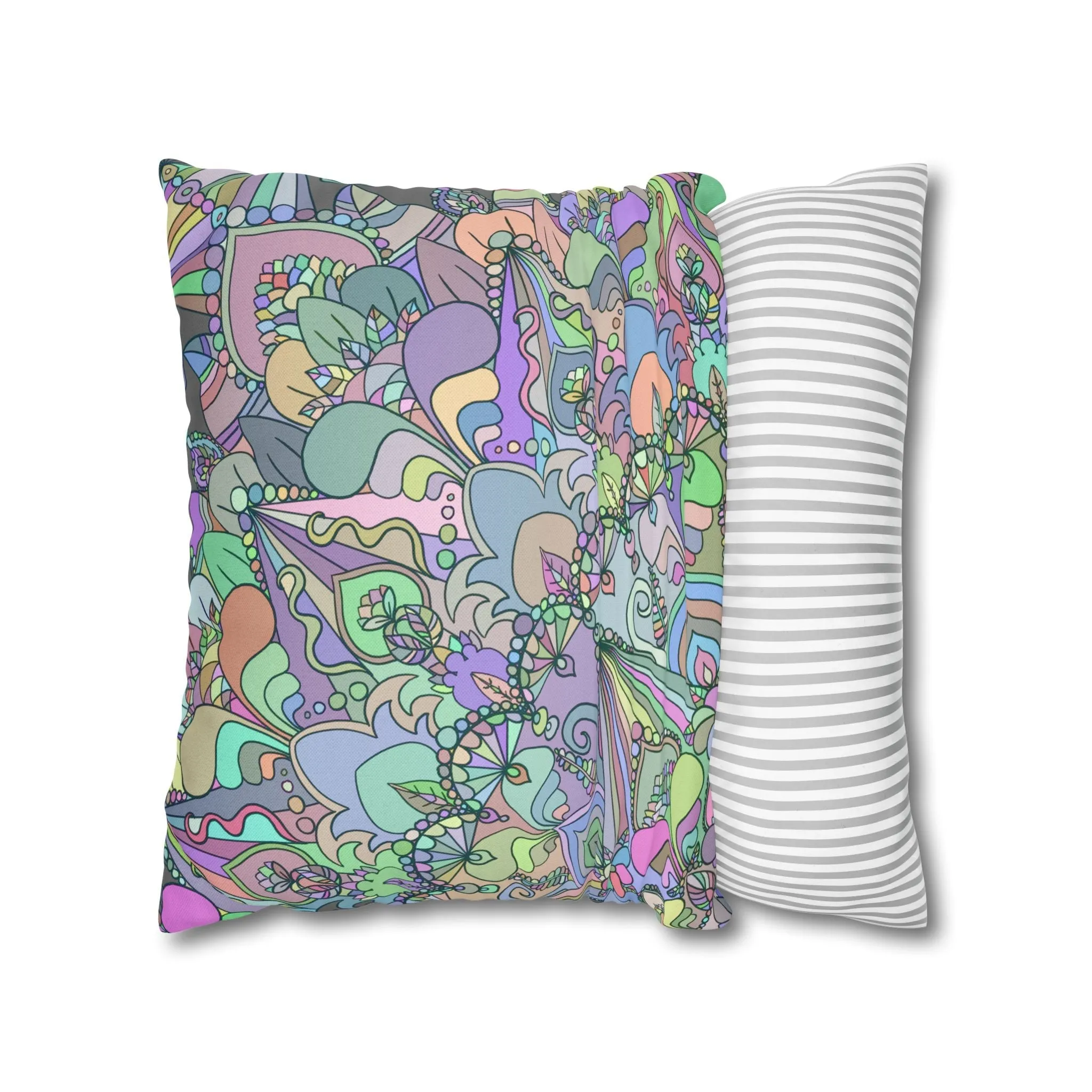 Handmade Mandala Design Pillowcase - Pastel Colors