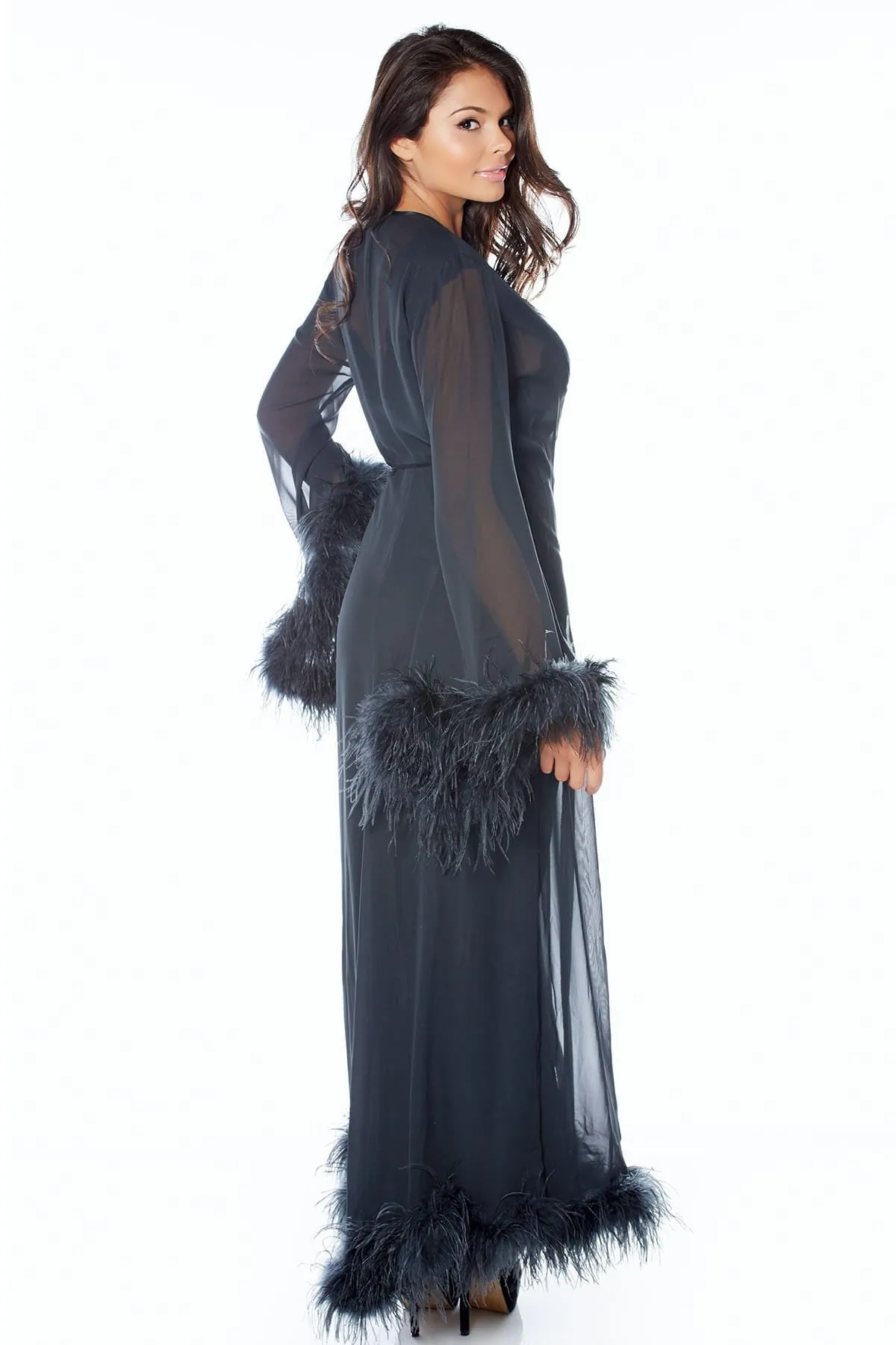 Harlow Ostrich Trim Robe - FINAL SALE