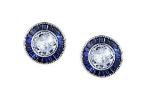 Lab Grown Sapphire Vintage Style Halo Earrings E0331CSP