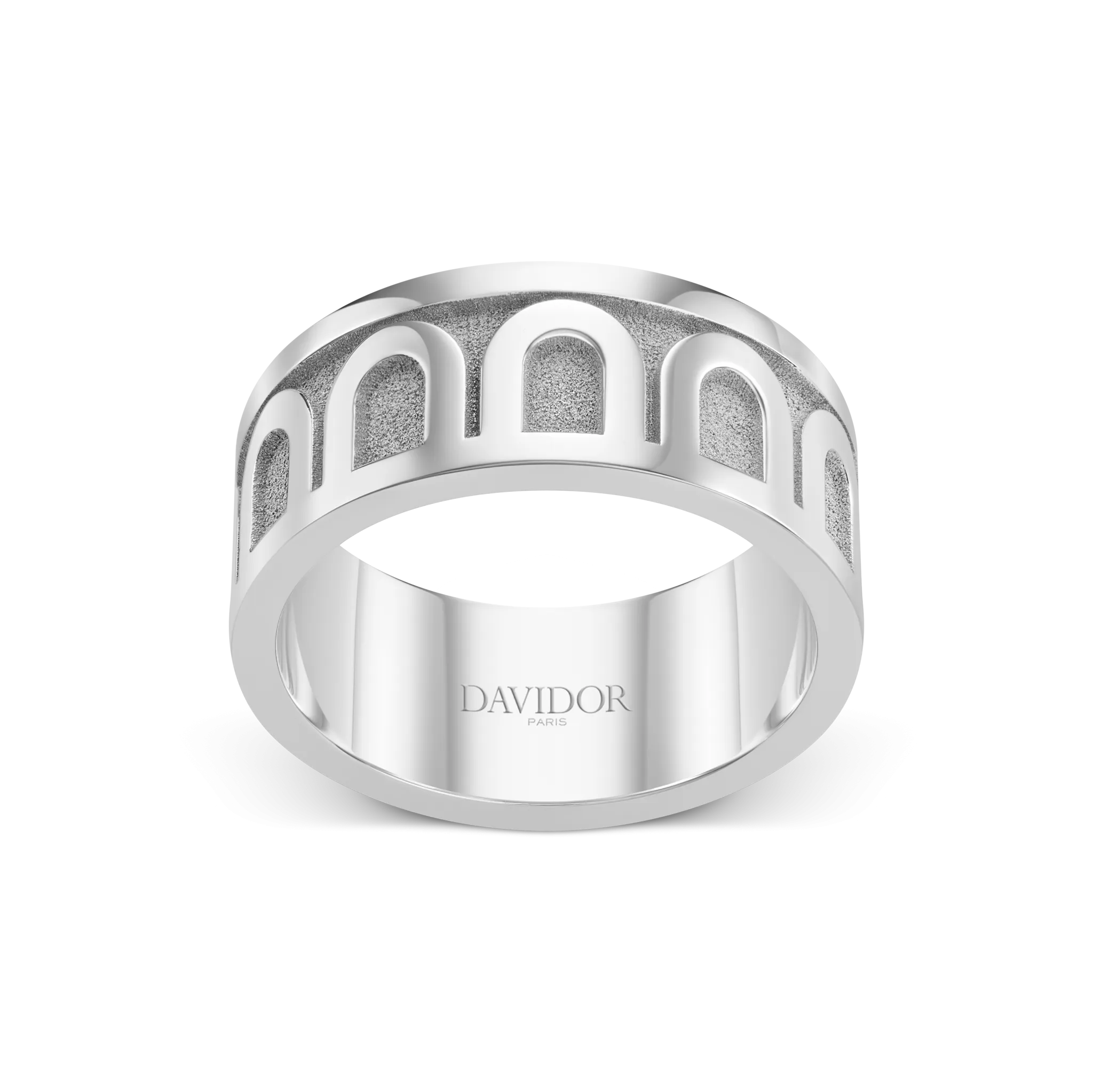 L'Arc de DAVIDOR Ring GM, 18k White Gold with Satin Finish