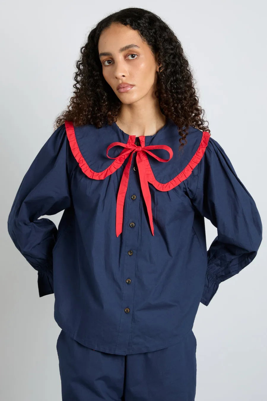 maria pj set- navy/red