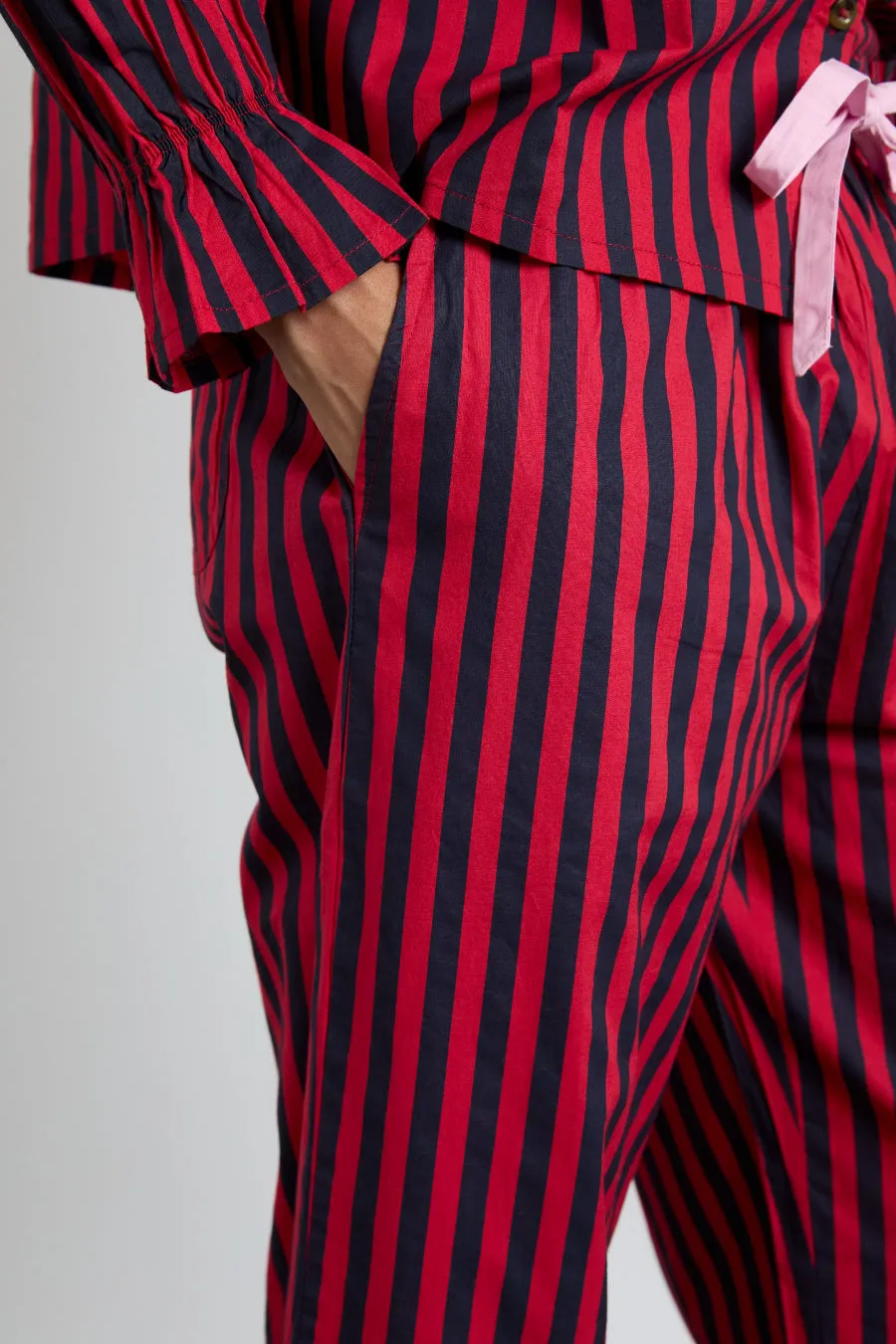 maria pj set- red/navy stripe