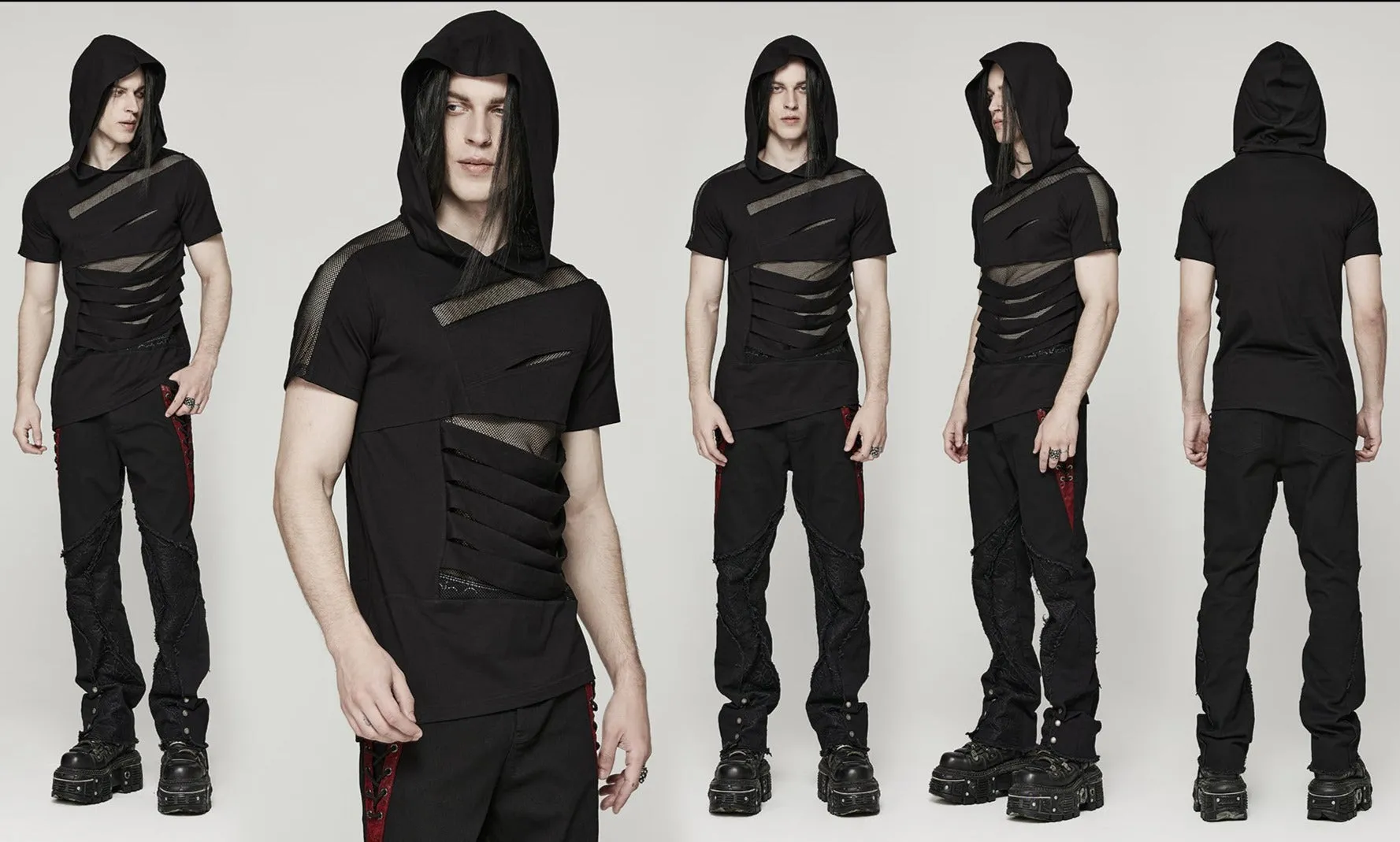 Mesh Perspective Summer Hooded Short Sleeve T-Shirt