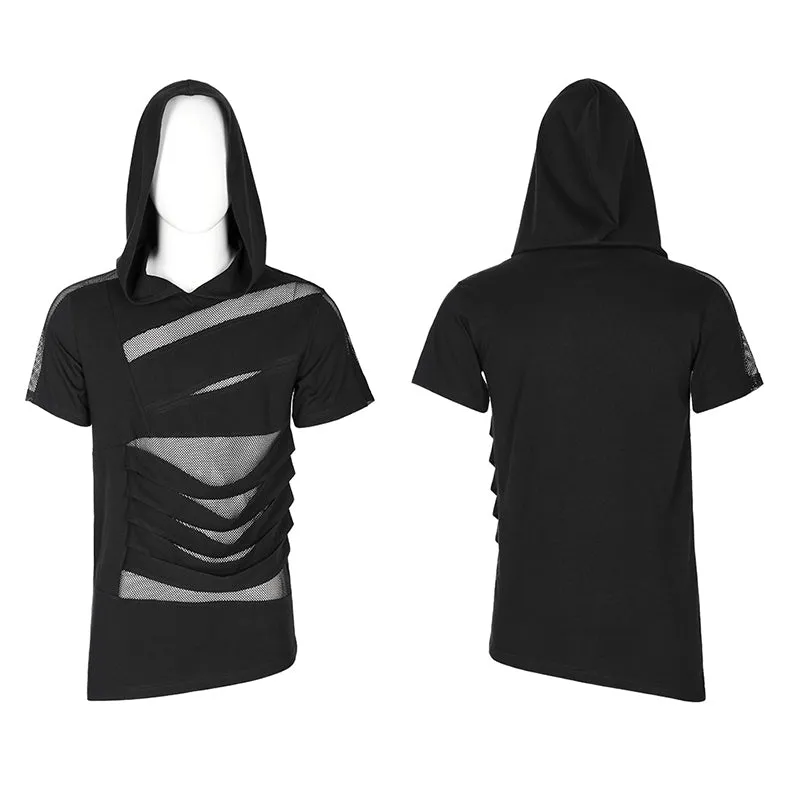 Mesh Perspective Summer Hooded Short Sleeve T-Shirt