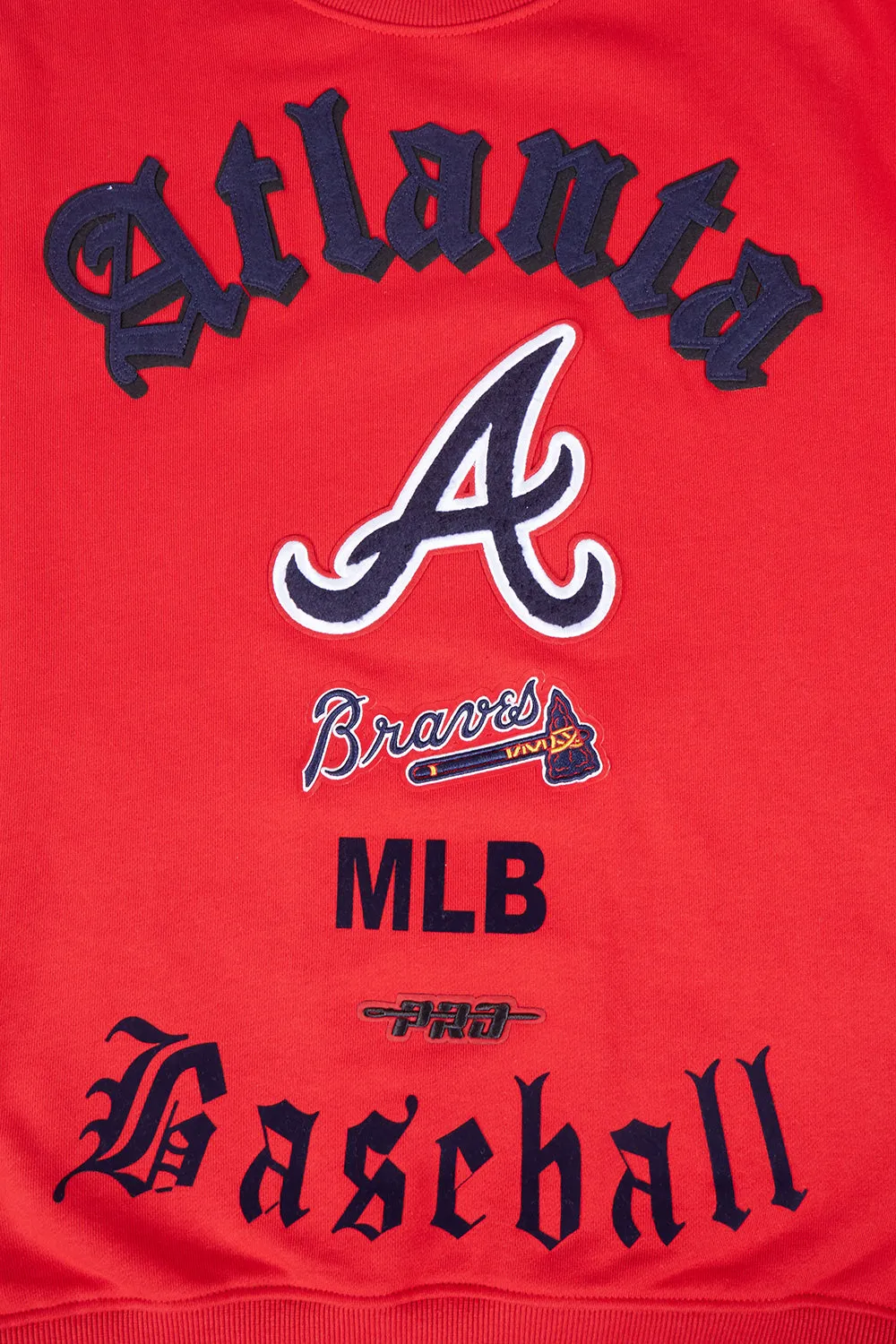 MLB ATLANTA BRAVES OLD ENGLISH MEN'S CREWNECK (RED)