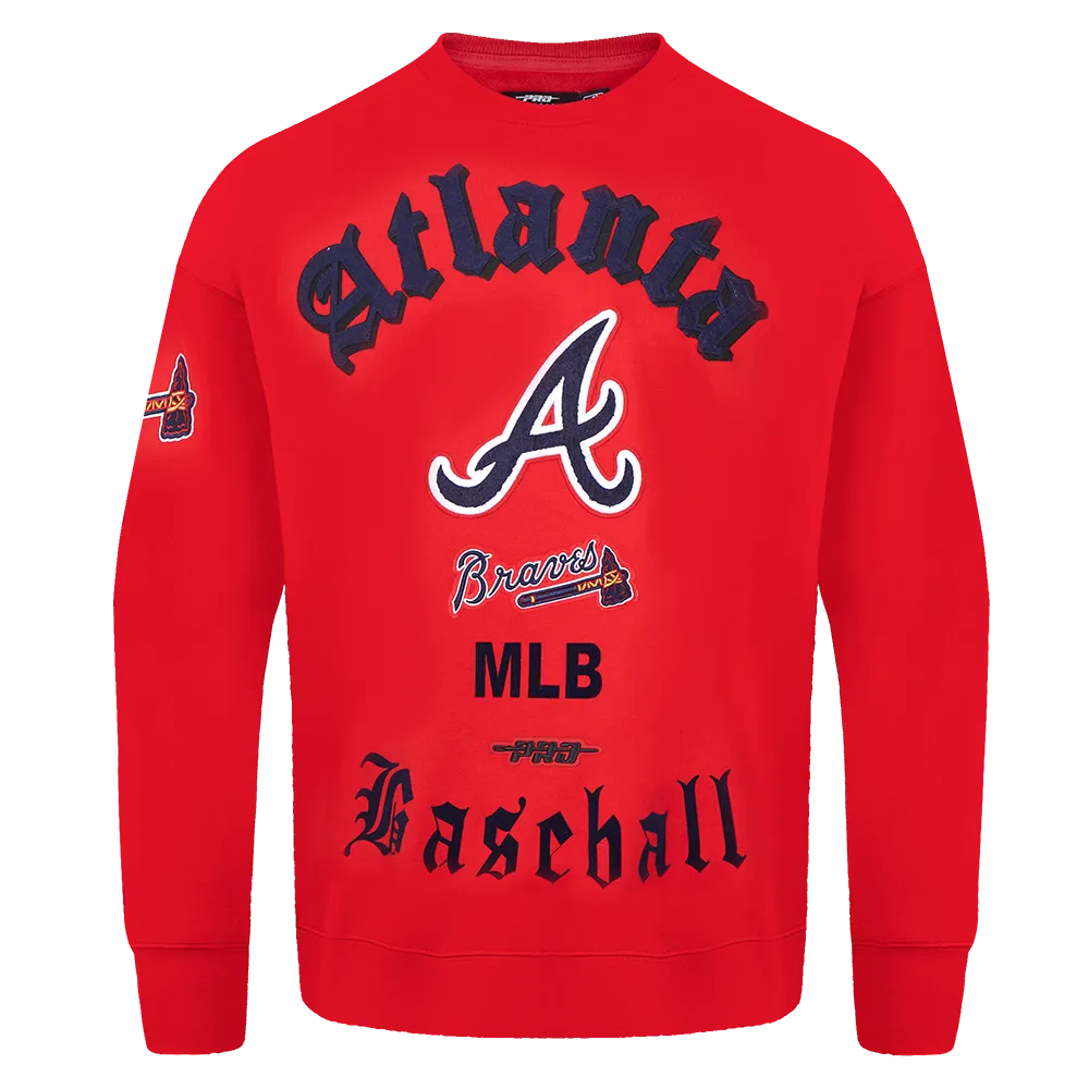 MLB ATLANTA BRAVES OLD ENGLISH MEN'S CREWNECK (RED)