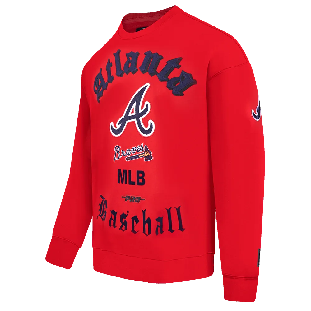 MLB ATLANTA BRAVES OLD ENGLISH MEN'S CREWNECK (RED)