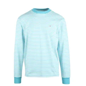 Obey Men's Aqua Turquoise 89 Icon II Striped Crew Neck L/S T-Shirt