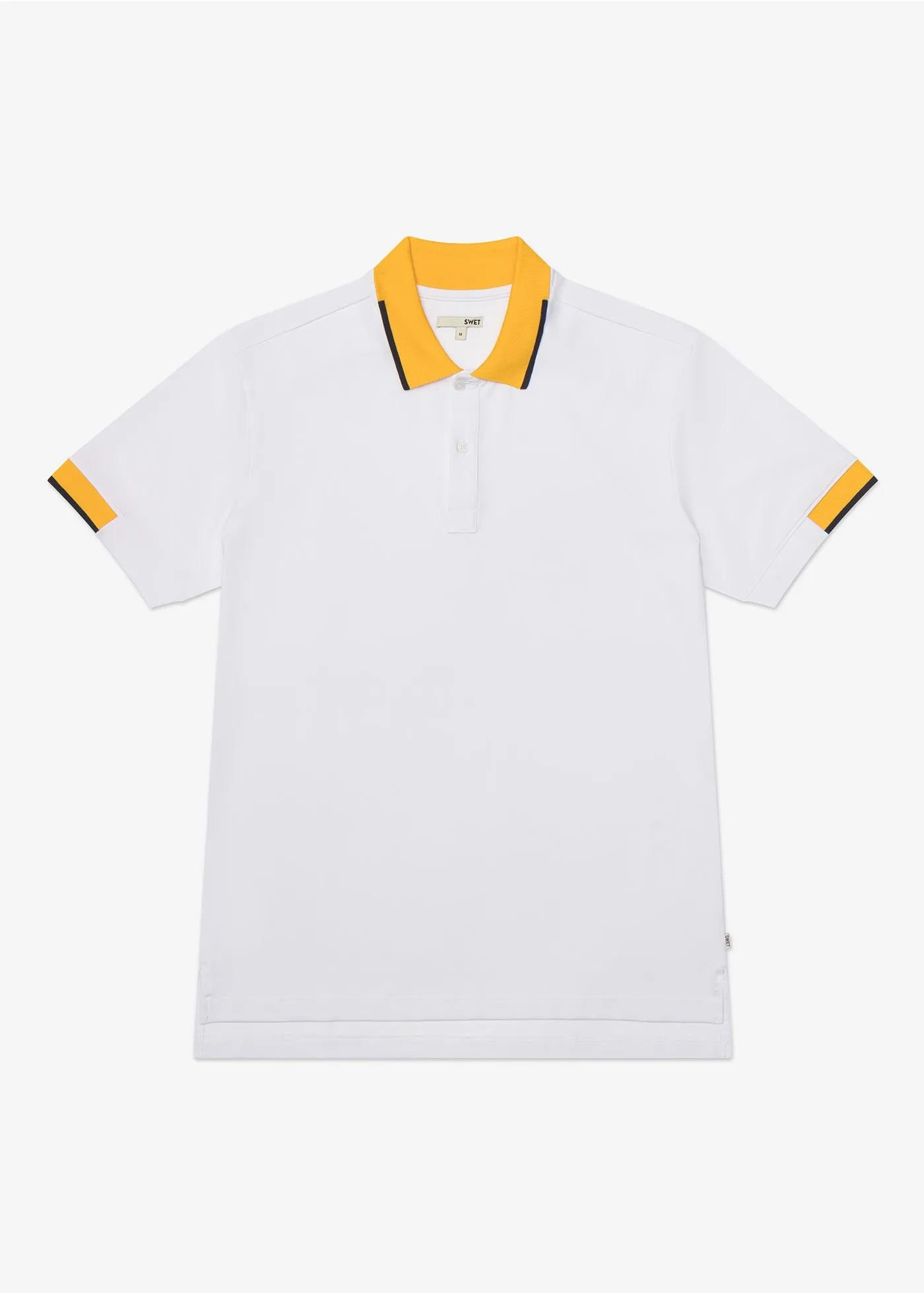 Performance Tipped Polo | White w/ Yellow Collar & Navy Tipping