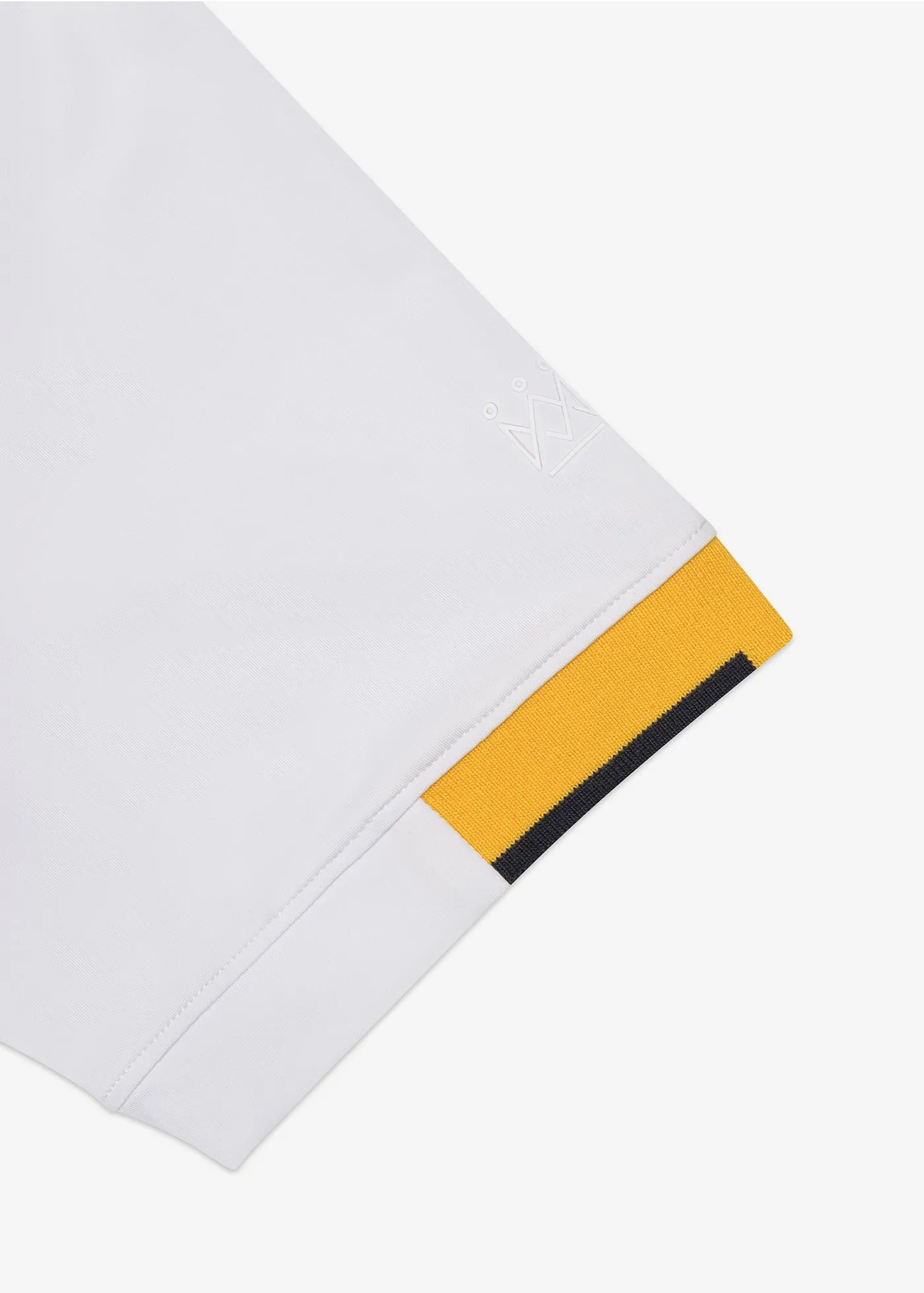 Performance Tipped Polo | White w/ Yellow Collar & Navy Tipping