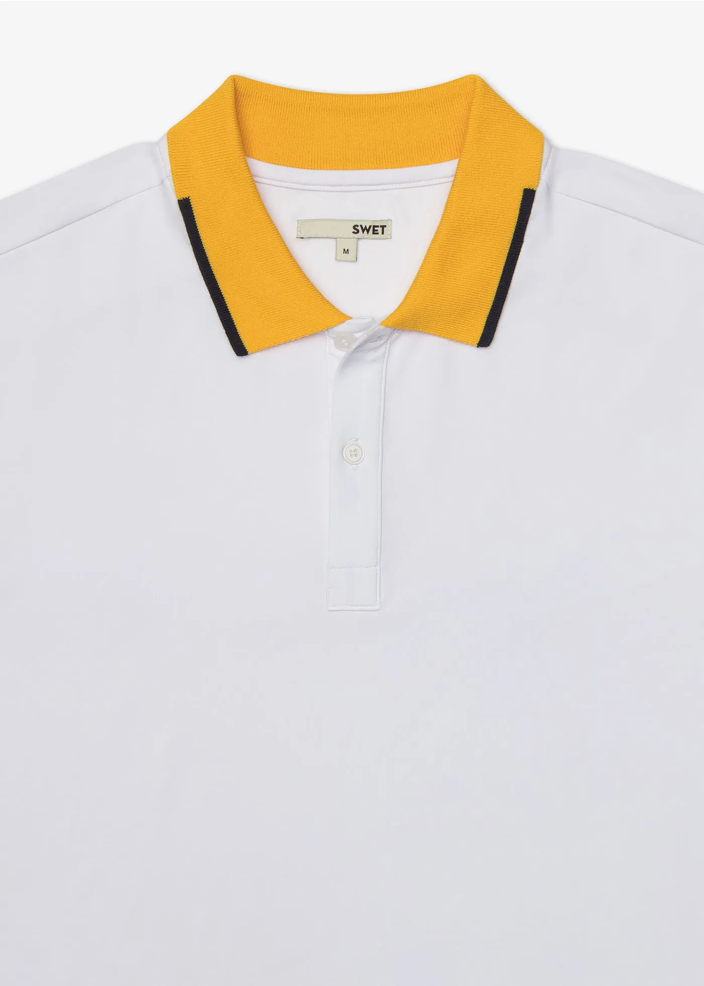 Performance Tipped Polo | White w/ Yellow Collar & Navy Tipping