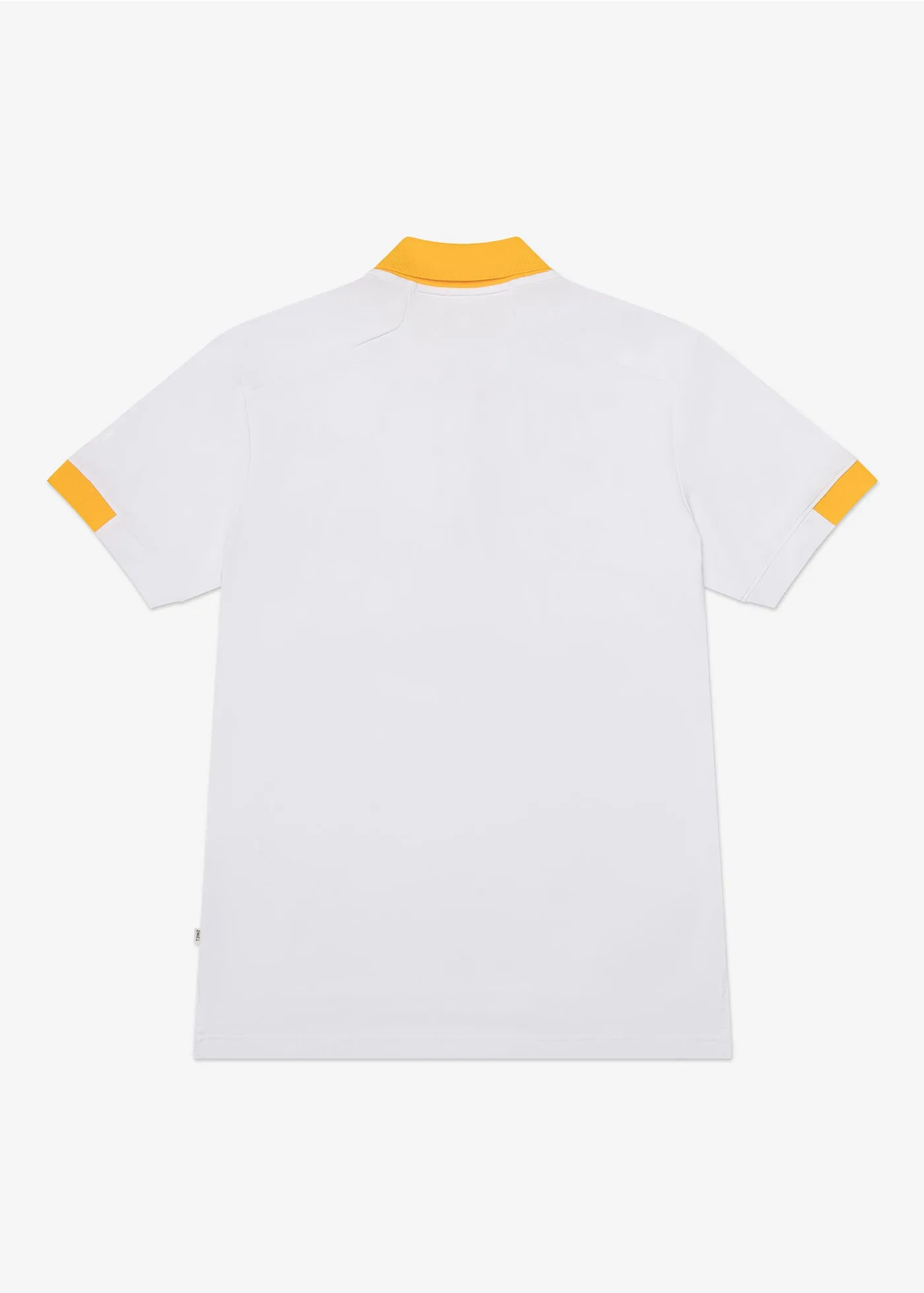 Performance Tipped Polo | White w/ Yellow Collar & Navy Tipping