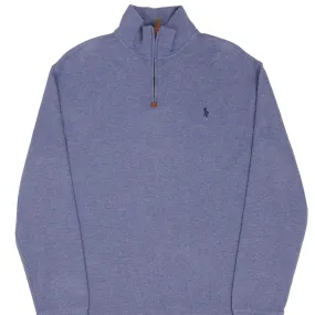 POLO RALPH LAUREN BLUE QUARTER 1/4 ZIP SWEATER SIZE Large