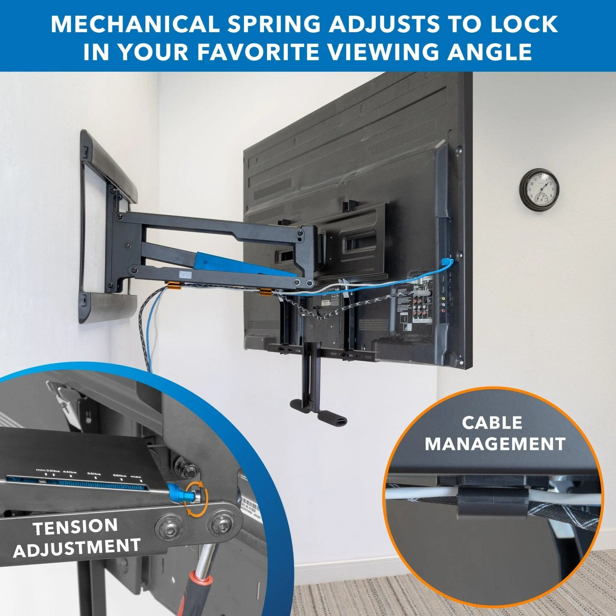 Pull-Down Fireplace TV Mount with Spring Arm