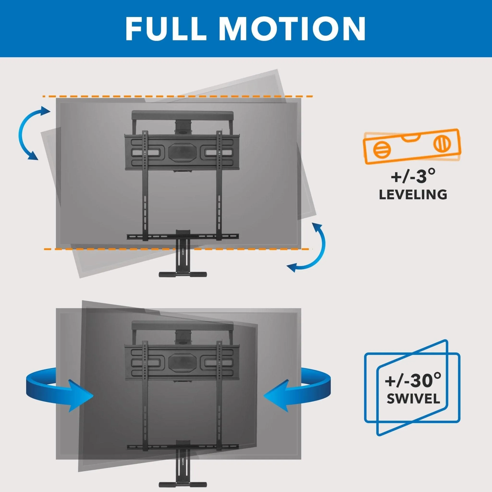 Pull-Down Fireplace TV Mount with Spring Arm