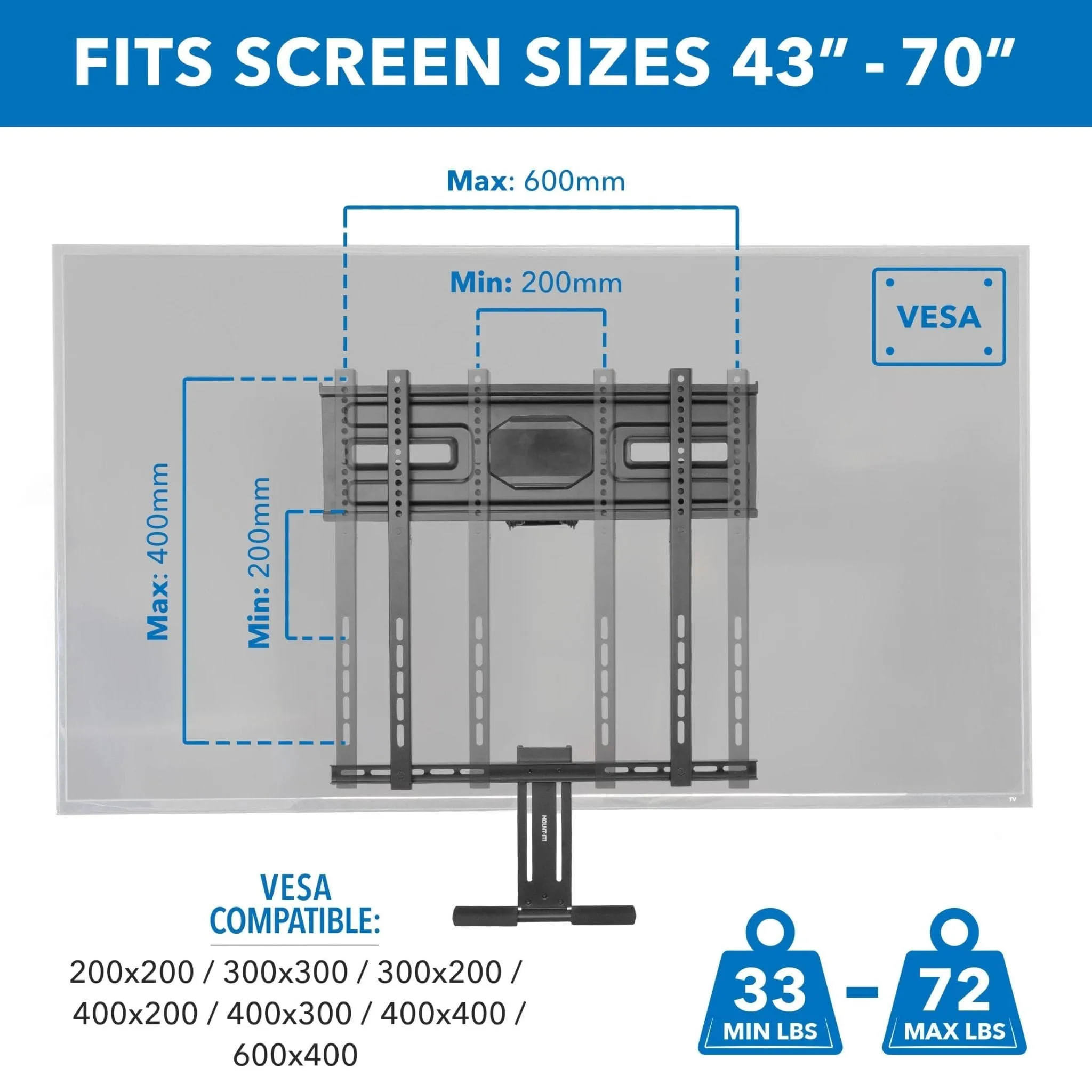 Pull-Down Fireplace TV Mount with Spring Arm