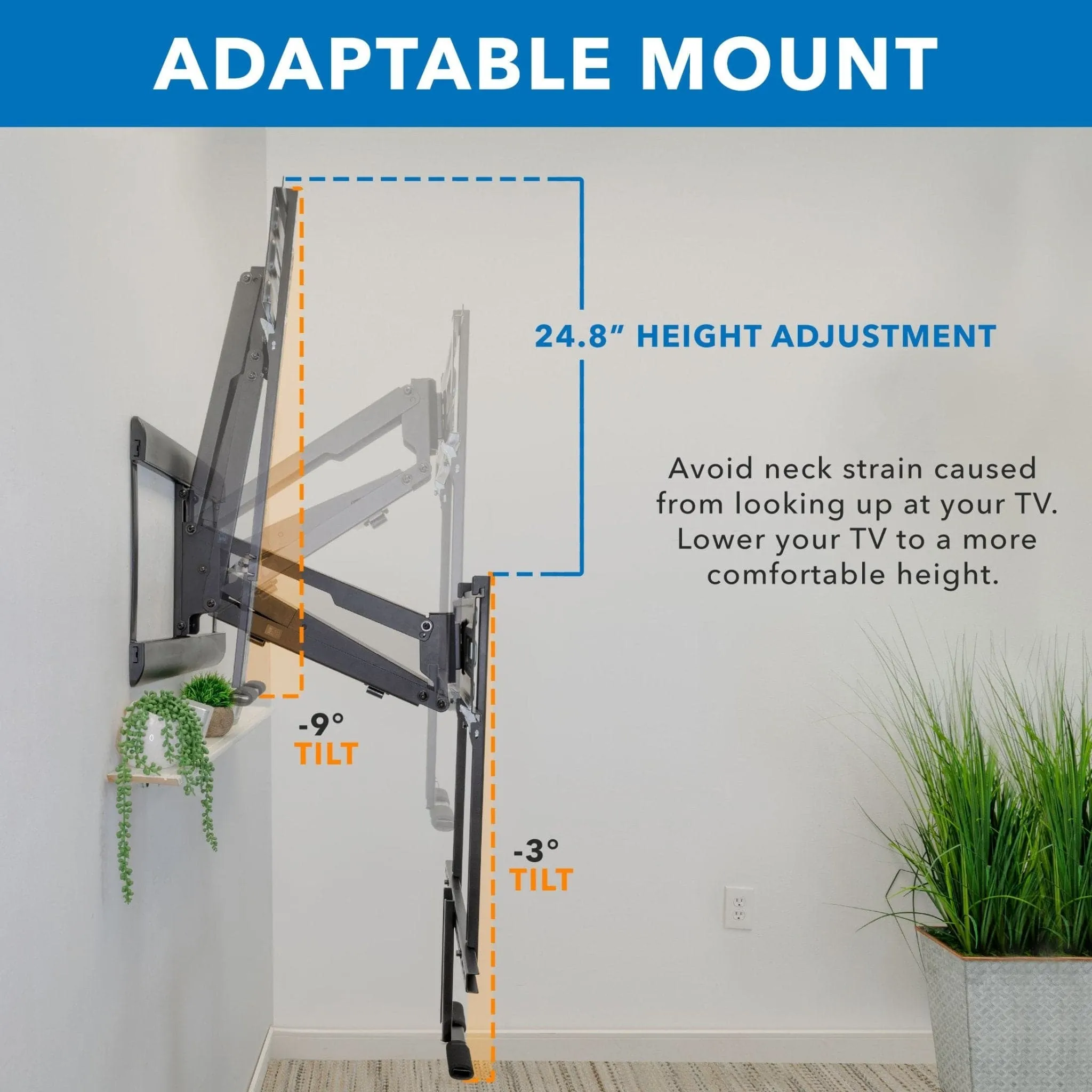 Pull-Down Fireplace TV Mount with Spring Arm