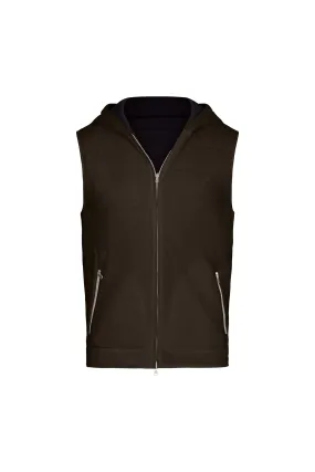 Reversible Nylon and Cotton Zip Vest in Charcoal