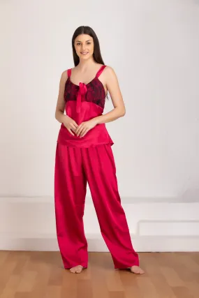 Satin night suit with Floral Robe