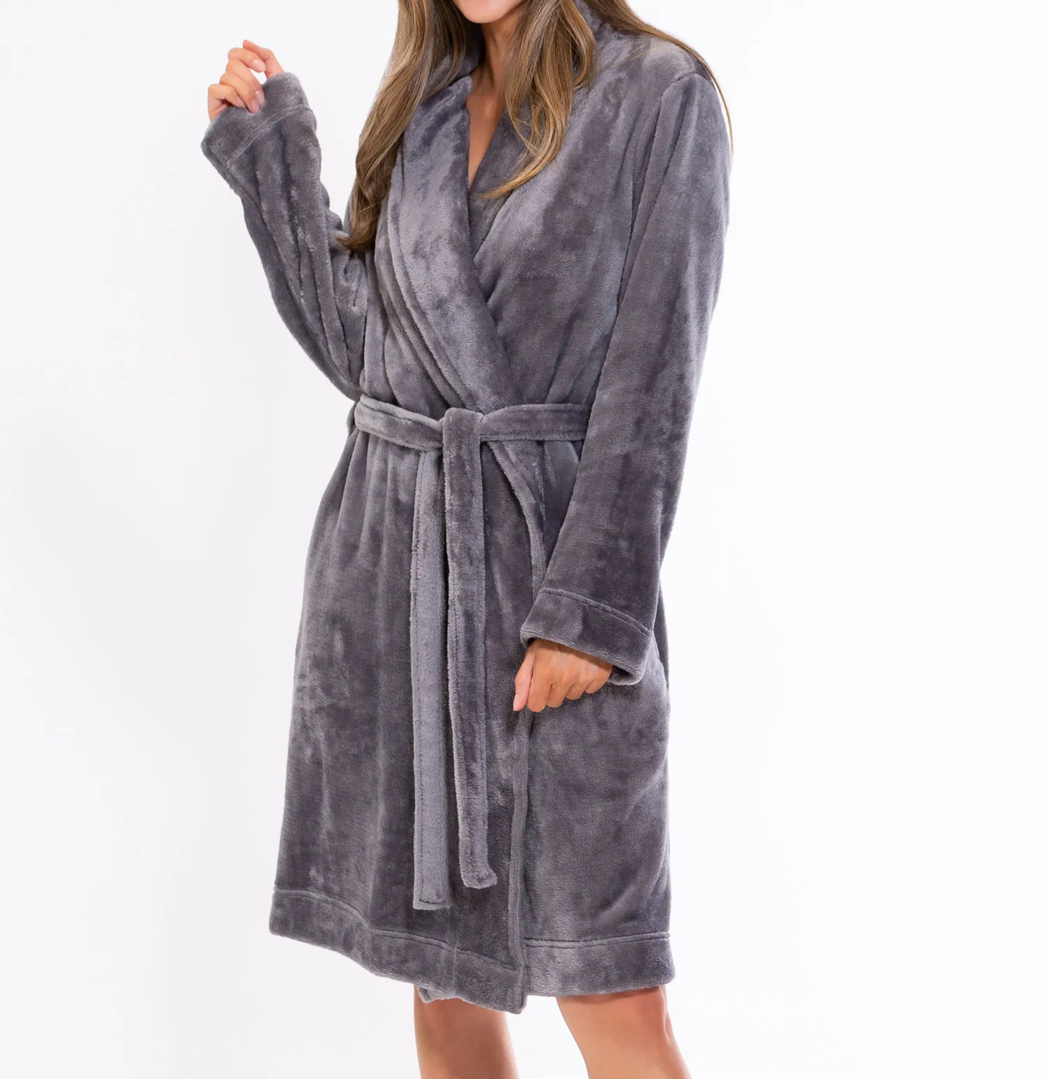 Super Soft Lightweight Plush Shawl Short Women's Robe