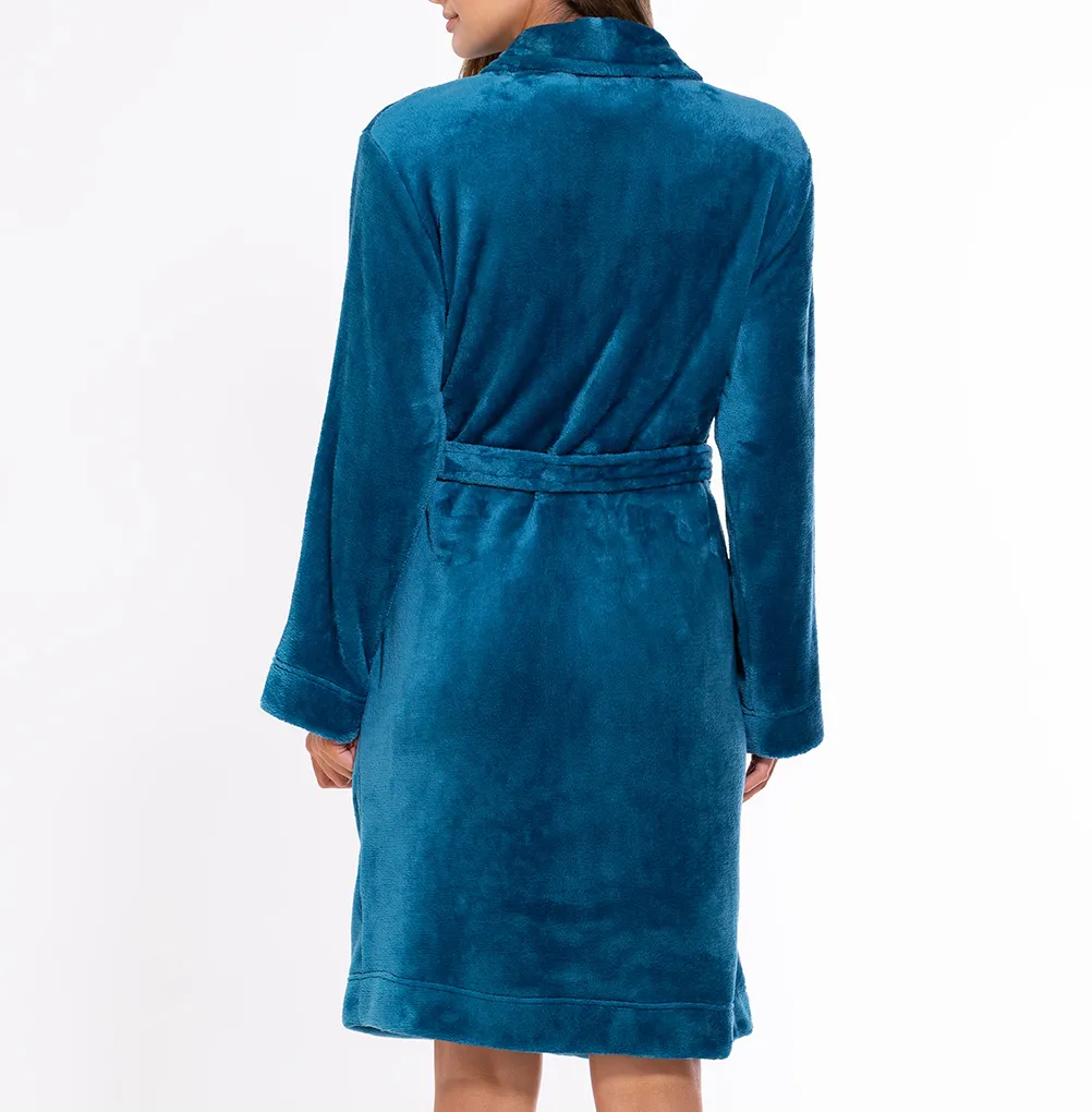 Super Soft Lightweight Plush Shawl Short Women's Robe