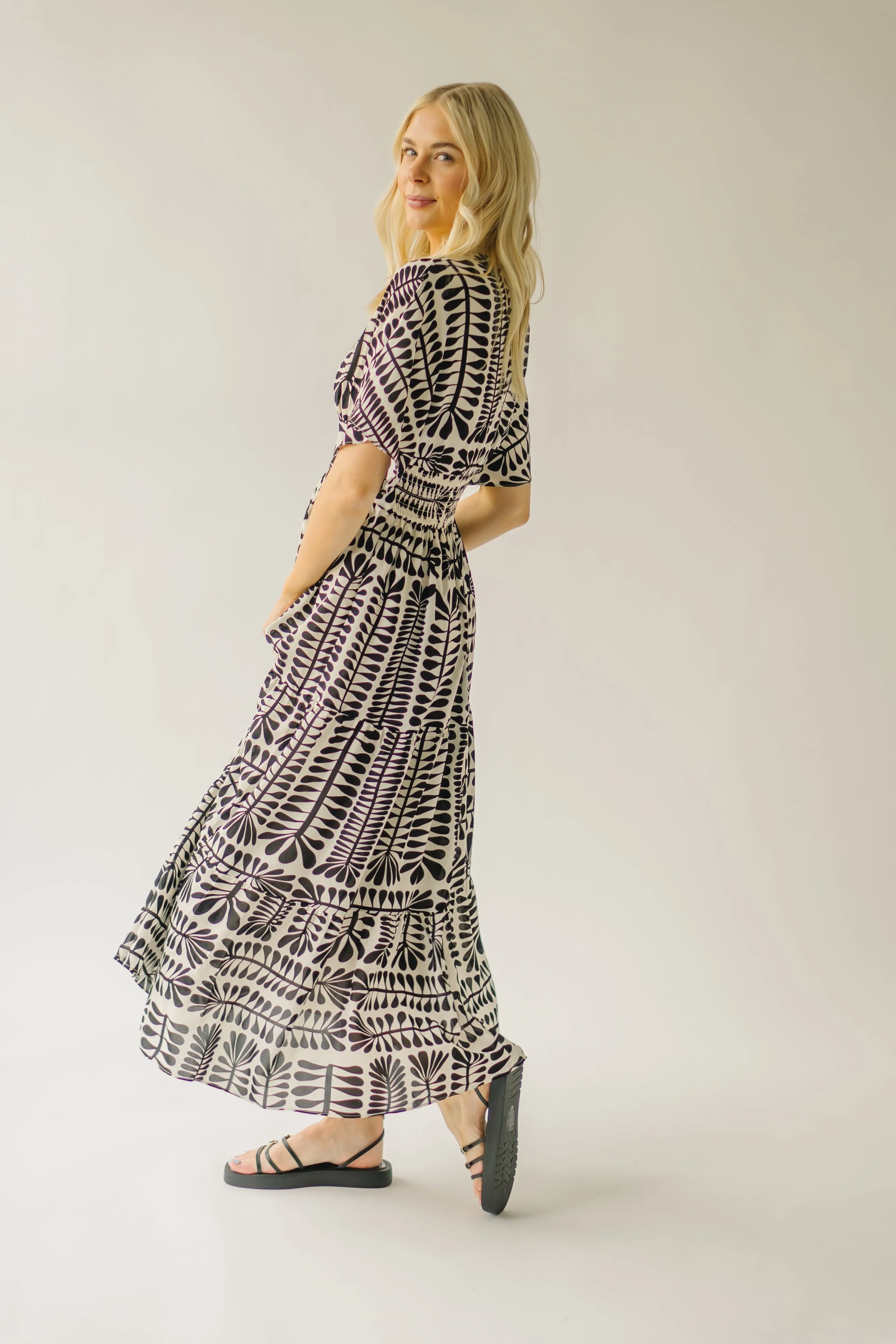 The Mathis Patterned Maxi Dress in Black Multi