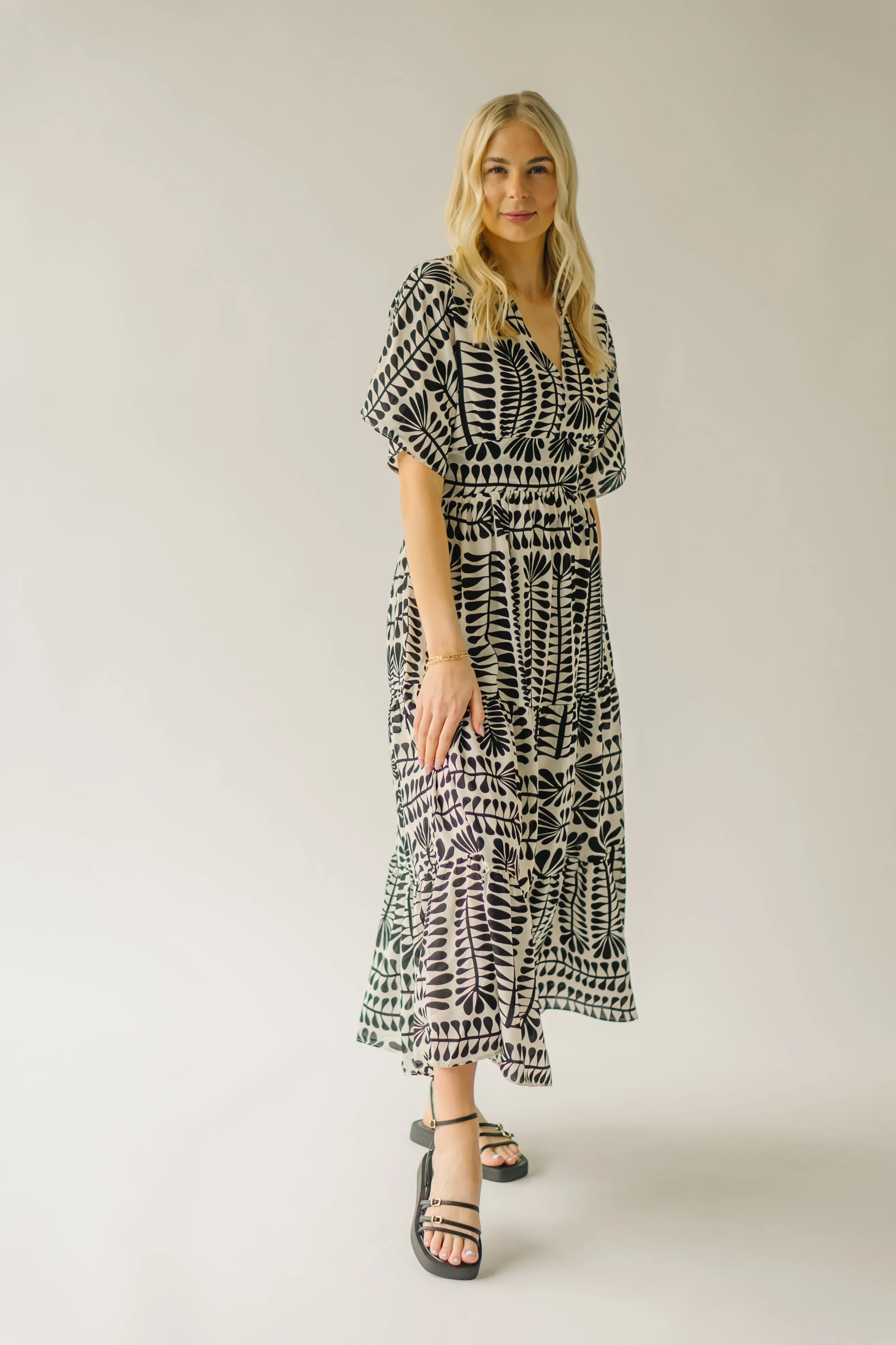 The Mathis Patterned Maxi Dress in Black Multi