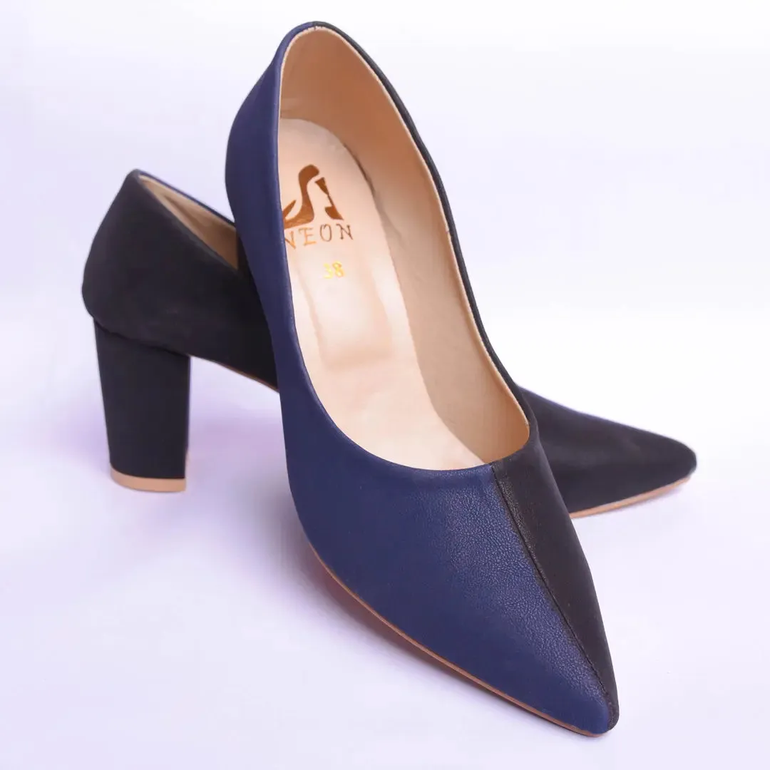 Two Hued Court Shoes Blue and Black