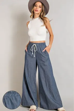 Wide Leg Pinstriped Pants